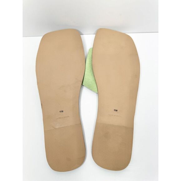 Matisse Beach Sandals Womens Size 11 Green Suede Open Square Toe Bali Slide - Picture 8 of 8